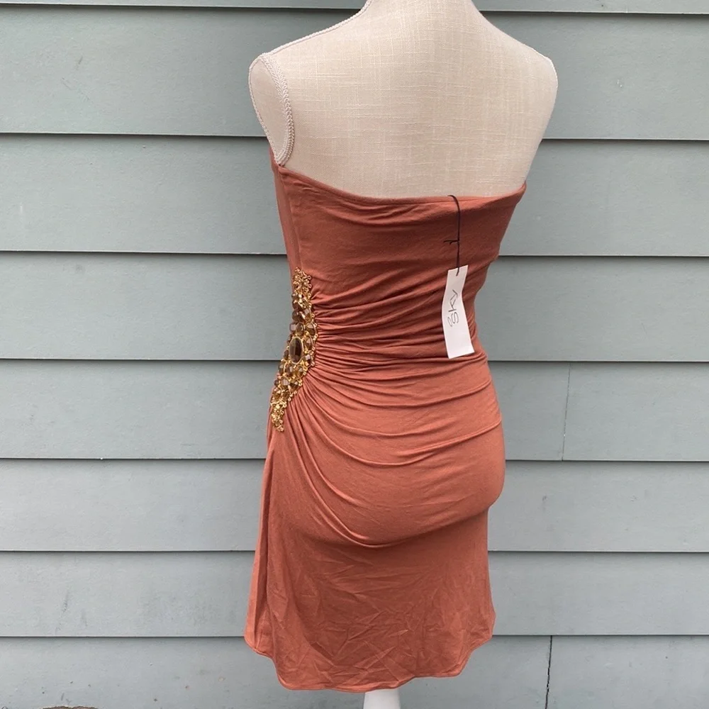 Sky brand rhinestone embellished strapless body con cocktail club dress - Picture 4 of 9